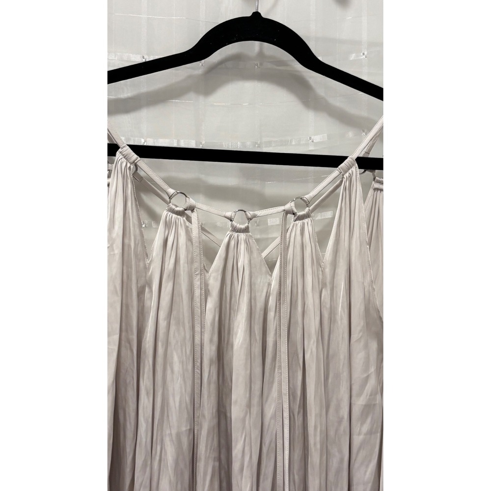 Barbara Bui Silk Blend Pleated O-Ring Strap Camisole Top Ivory Champagne Small